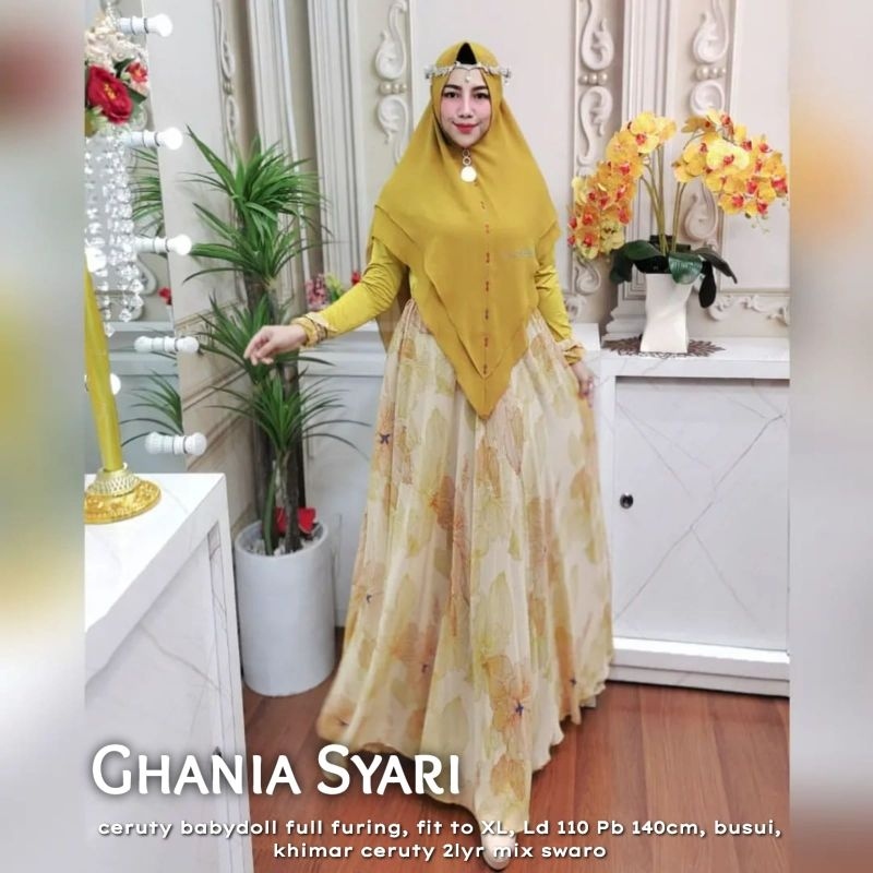 Cod Ghania syari/gamis murah/gamis set hijab/busana muslim/gamis cantik/gamis premium/baju muslim/ga