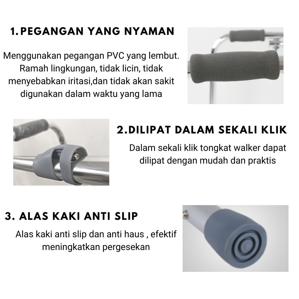 Alat Bantu Jalan TONGKAT WALKER 2in1 Geser / Angkat Aluminium FS 913 L