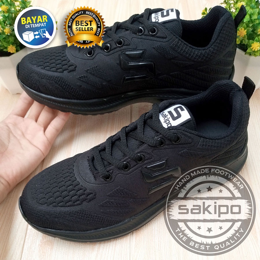 PROMO BTS KEMBALI SEKOLAH !! SEPATU SEKOLAH HITAM POLOS MEREK SAKIPO SD SMP SMA SMK KULIAH / SEPATU OLAHRAGA BERTALI WARNA HITAM POLOS  / SEPATU JOGGING RINGAN / SEPATU LARI / SAKIPO