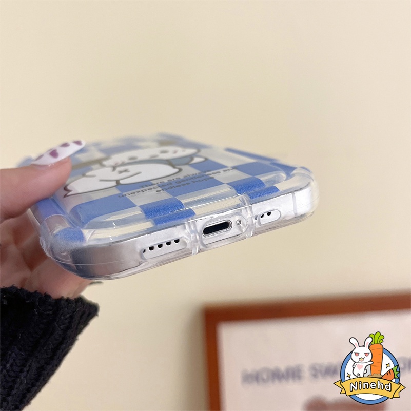 IPHONE Casing Kompatibel Untuk Iphone14 13 12 11 Pro Max X Xr Xs Max SE 8 7 6 6s Plus Lovely Pacha Dog Phone Case Blue Lattice Clear Space Case Airbag Shockproof Soft Case Cover Pelindung