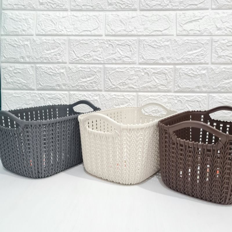 KERANJANG AESTHETIC MONGOLIA(S)SERBAGUNA | KERANJANG KOSMETIK MOTIF ANYAM PLASTIK MONGOLIA