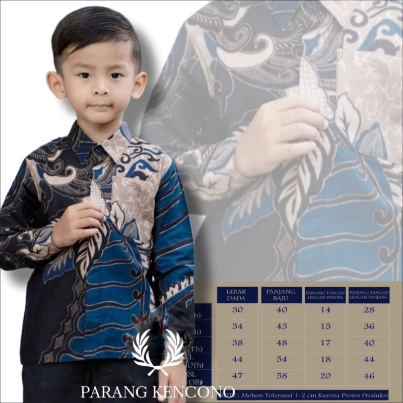 Baju batik anak laki-laki lengan panjang terbaru katun halus umur 2-13 tahun_kemeja batik anak cowok modern lengan panjang seragam batik sekolah