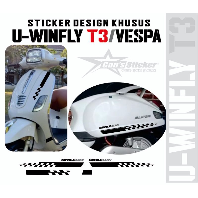 sticker UWINFLY T3 vespa listrik motor listrik