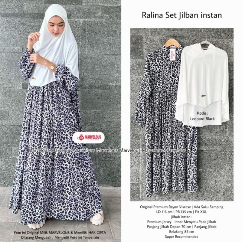 RALINA SET JILBAB INSTAN BY MARVELOUS / GAMIS SET JILBAB MUSLIMAH / Dress rayon include hijab