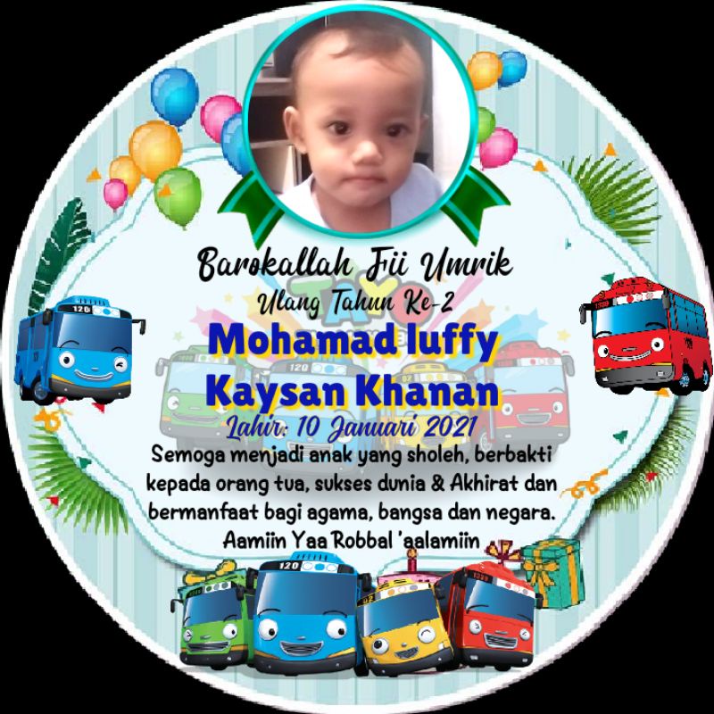 

STIKER LABEL TUMPENG SYUKURAN ULANG TAHUN TEMA TAYO