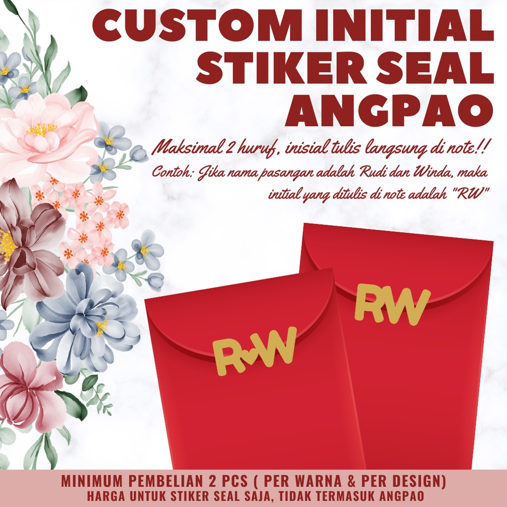 

CUSTOM STIKER SEAL ANGPAO AMPLOP STICKER WEDDING NIKAH NIKAHAN INITIAL LUCU AESTHETIC
