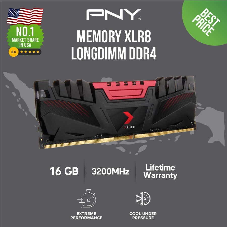 Memory RAM PNY XLR8 16GB DDR4 3200MHz| Longdimm Memory PNY