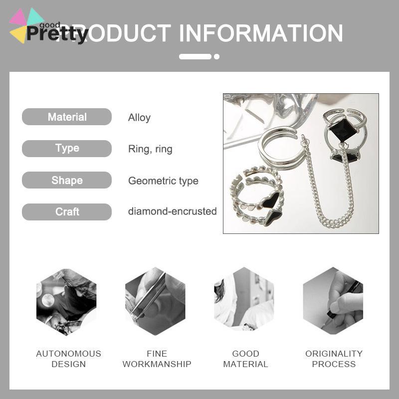 3PCS Cincin RetroDesain Ceruk  Temperamen Mewah  Buka Dapat Disesuaikan  Cincin Jari Telunjuk - PD