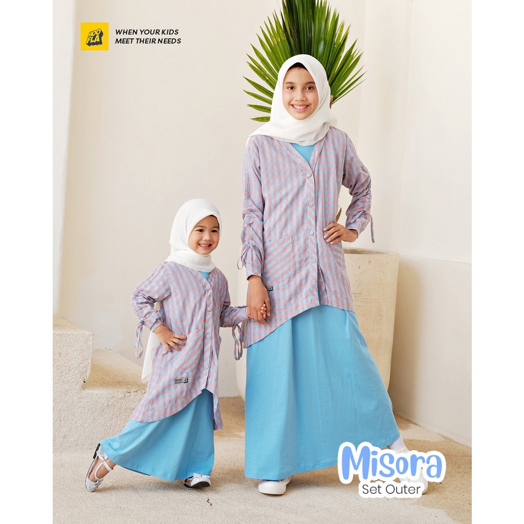 Setelan Cardigan Anak Perempuan Umur 3 - 14 Tahun Misora Baju Muslim Anak Perempuan Outer Hooflakids