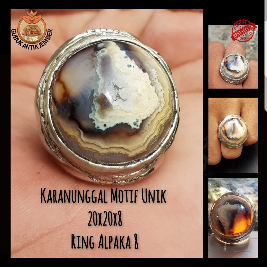 Jual Cincin Batu Akik Mulia Natural Asli Kara Nunggal Motif Unik Milenial Cod Ring Alpaka