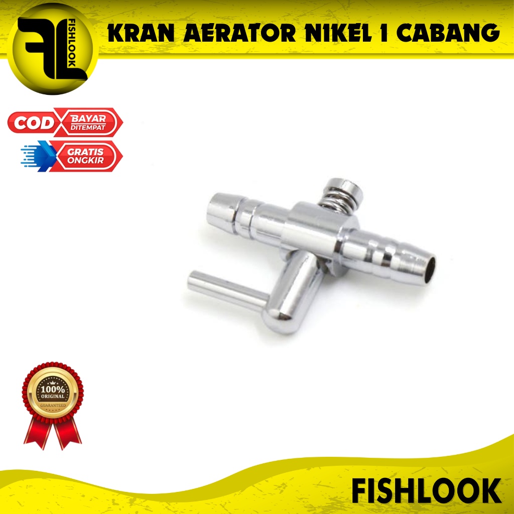 Kran Keran 1 Cabang Nikel Stainless Pembagi Udara Aerator Aquarium