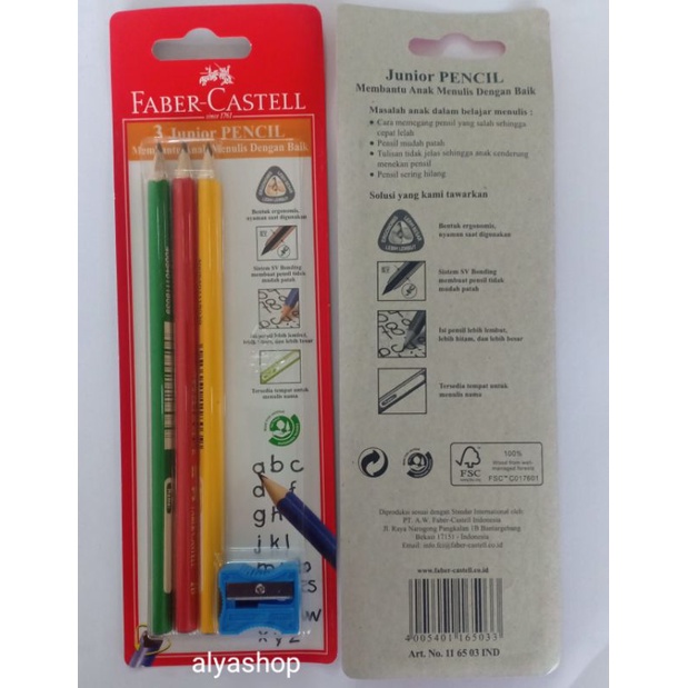 Pensil Faber-Castell Junior isi 3 Pcs + Rautan Art No.116503 IND