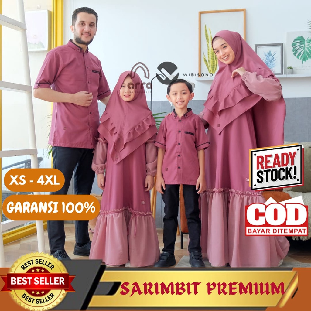 Sarimbit Keluarga Arra Baju Koko Gamis Ayah Ibu Anak W29 WARNA MECCA MAUVE ORIGINAL BRAND ARRA Premium Baju Couple Lebaran Keluarga Muslim 2