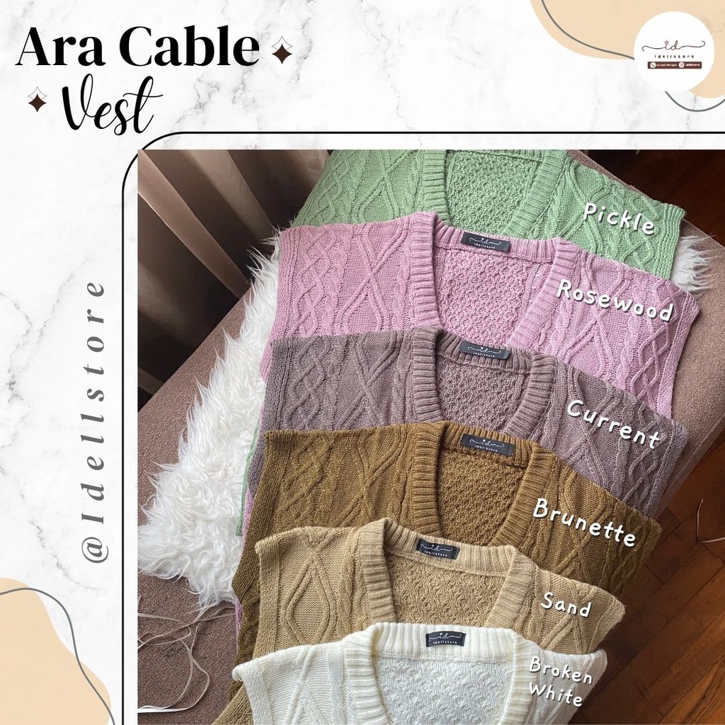 [BUY 1 GET 1] 11-15 November 2023 - Idellstore - Ara Cable Vest premium ONE SET korean looks vest with cute shirt - Vest Tebal Cable Affordable Bandung High Quality