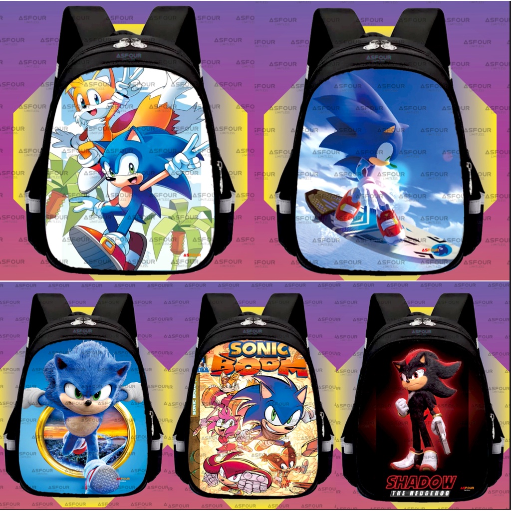 ASFOUR - Tas Anak Laki Laki Tas Ransel Anak Sekolah Anak Tas Karakter Anak Tas Anak Anak Tas Gambar Sonic Tas Sekolah Anak Laki Laki Tas Anak PAUD TK SD DINI