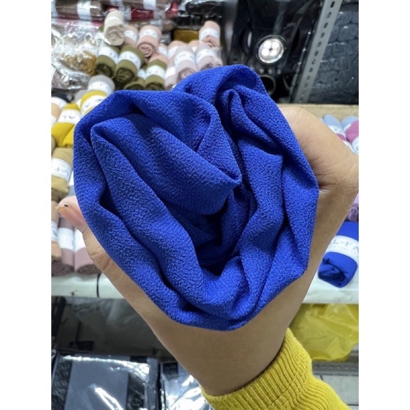 Pashmina Ceruty Biru Elektrik Premium || Pashmina Biru Bca Ceruty Babydoll Premium Pashmina Ceruty B