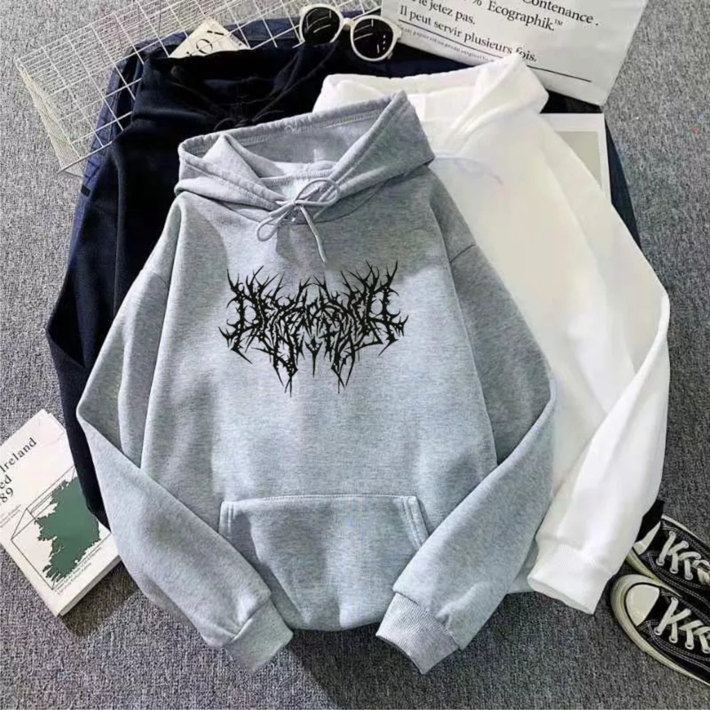 HARAJUKU GOTHIC KOREA HOODIE SWEATER BAHAN BABYTERRY SIZE M-L-XL-XXL Bisa Bayar Ditempat COD