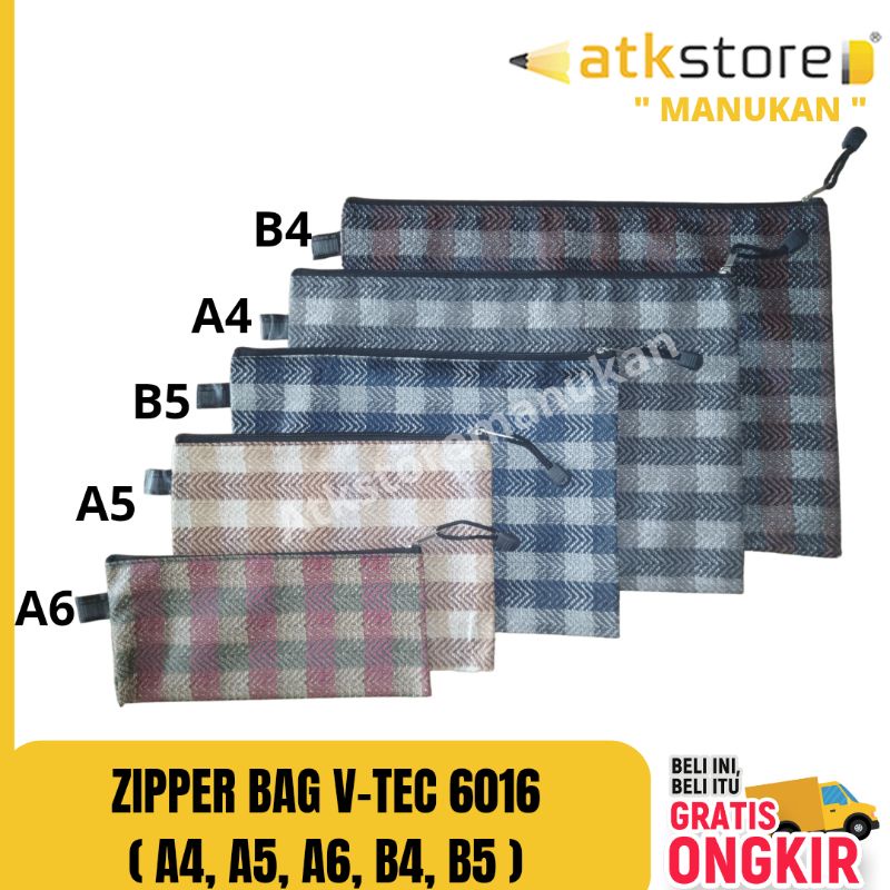 

Zipper Bag V-Tec 6016 B4 A4 B5 A5 A6 / Pouch makeup / tempat pensil / wadah serbaguna