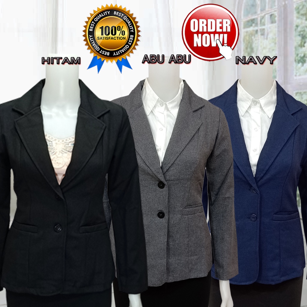 Blazer Hitam Formal Kerja Kantor Wanita Kancing 2 Jas Hitam Kerja Kantor Blezer kerja Blezer formal Blazer Jumbo Blezer Kantor Wanita