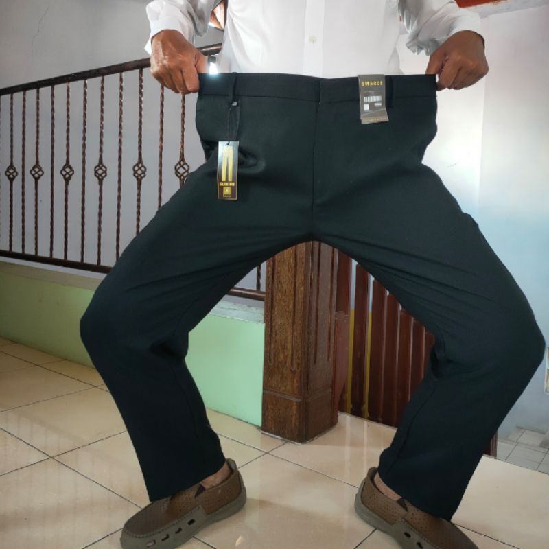Clana Panjang Pria Celana Oversize Bahan Dasar Kain Wol Bawahan Laki laki Big Size Formal Kerja Kantor Ukuran Jumbo Besar 38 39 40 41 42 43 44 Warna Hitam Biru Abu abu Coklat Harga Murah Grosir