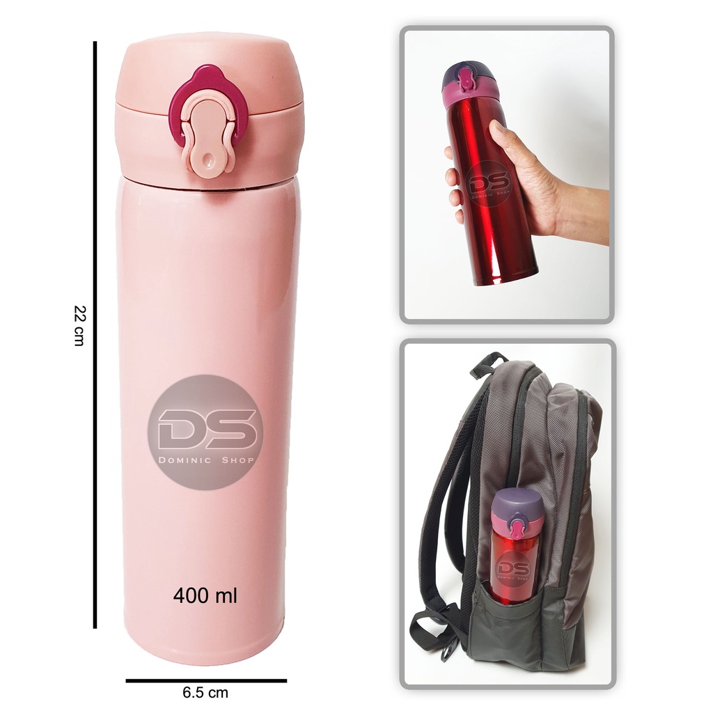 Tumbler GSF Stainless Steel 400ml / Botol Minum / Termos Kancing