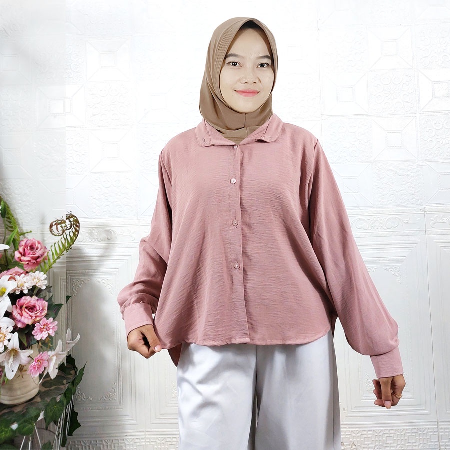 CARLINA KEMEJA WANITA BASIC CRINGKLE AIRFLOW HANIN KEISYA BLOUSE