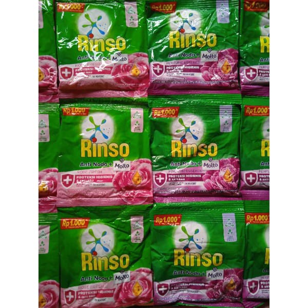 RINSO ANTI NODA + MOLTO BUBUK RENCENG 6pcs × 38gram/ RINSO BUBUK satu renceng isi 6pcs Kosmetik Arjuna Unilever