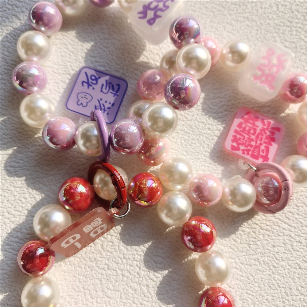 2023baru Kaya Manik-Manik Akrilik Rantai Pergelangan Tangan Tali Keychin Aksesoris Untuk Earphone/Ponsel Case/Tas Hadiah