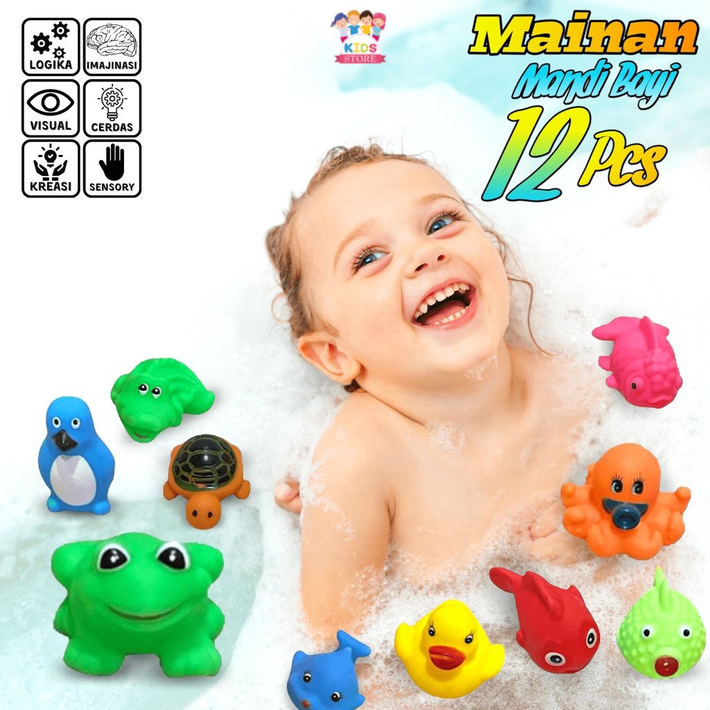 Baby Bath 12pcs | Mainan Mandi Bayi | Bebek Mainan Anak | Mainan Anak Bayi Laki Laki 0 6 Bulan | Mainan Anak Perempuan 1 Tahun Mainan Edukasi | Kado Ulang Tahun Anak Permpuan 1-2 Tahun