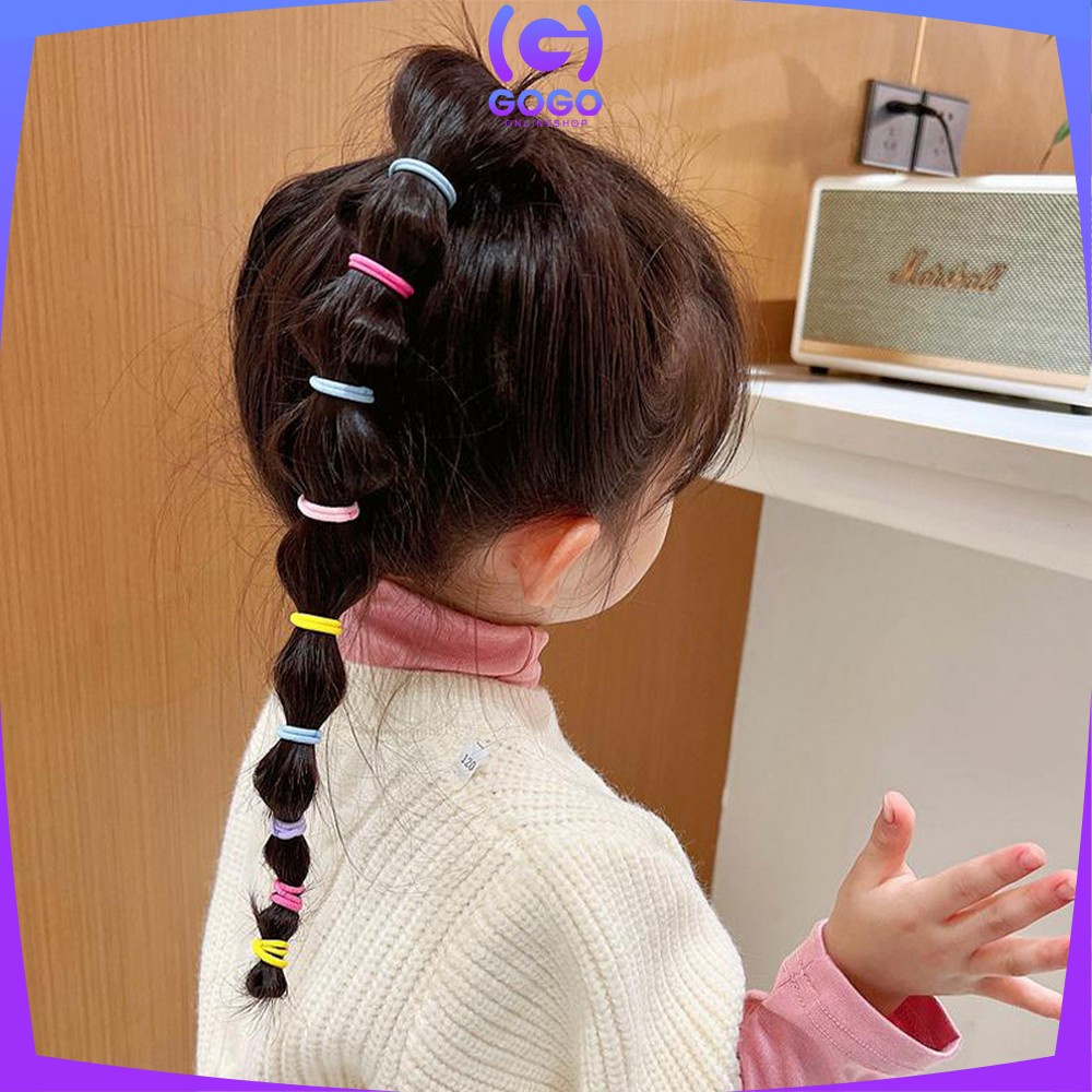 GOGO-C768 Ikat Rambut Korea Anak Perempuan Isi 60pcs Warna Warni Motif Polos / Kunciran Rambut Wanita Korean Fashion Import