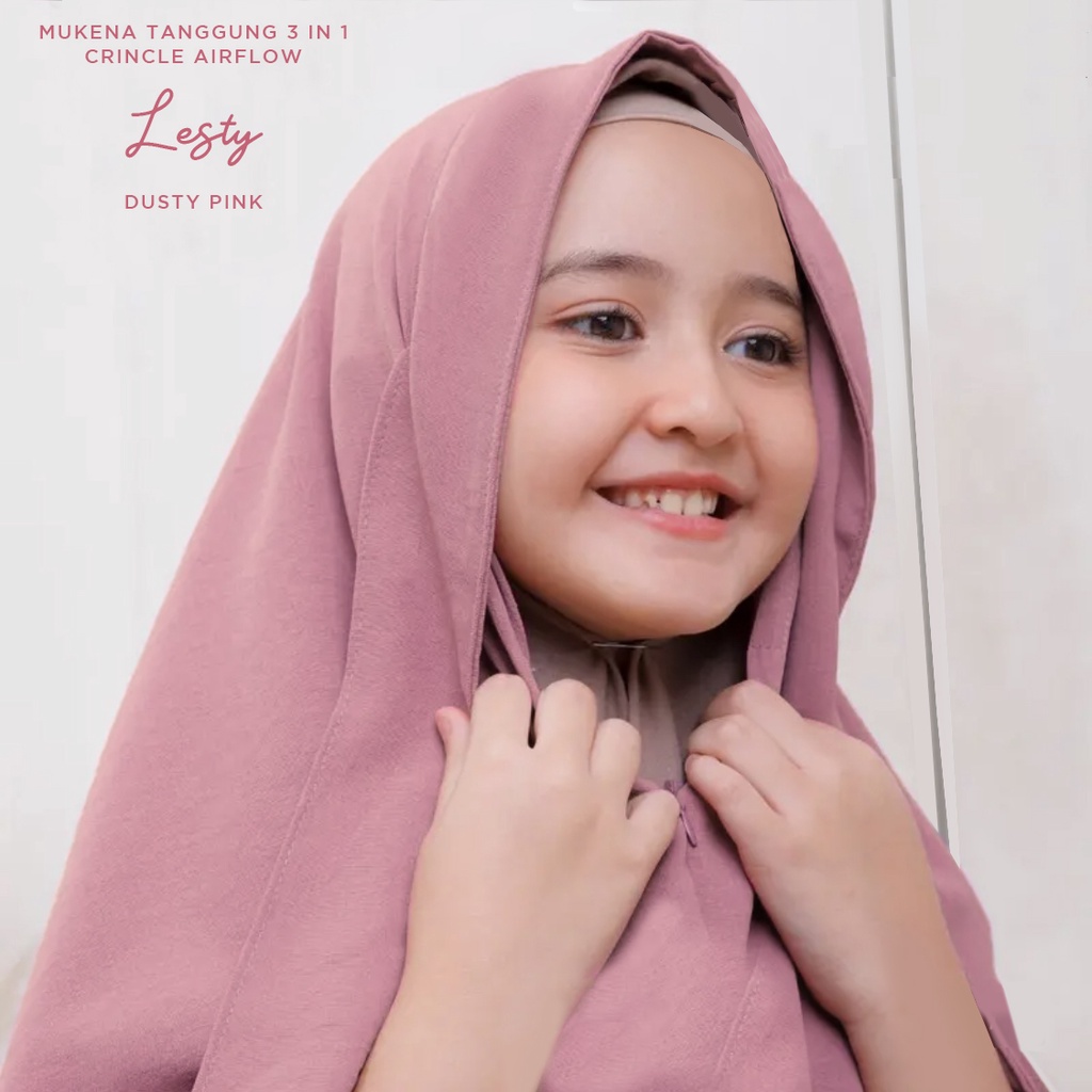 PUSAT MUKENA TASIK - MUKENA ANAK POLOS TANGGUNG 3IN1 CRINCLE AIRFLOW LESTY CRINCLE