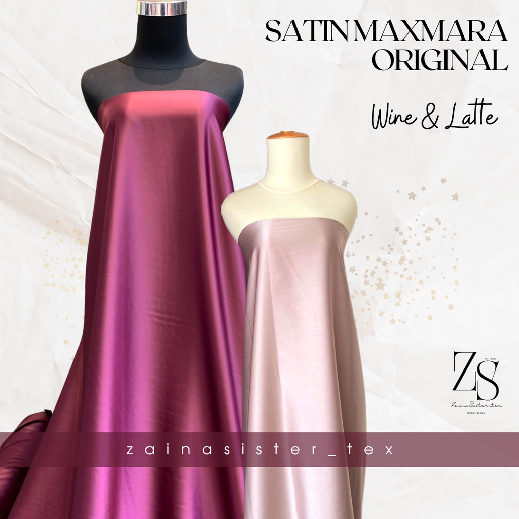 Premium Bahan Kain Satin Saten Silk Maxmara Ori Warna Coklat Cokelat Latte Susu Polos Meteran