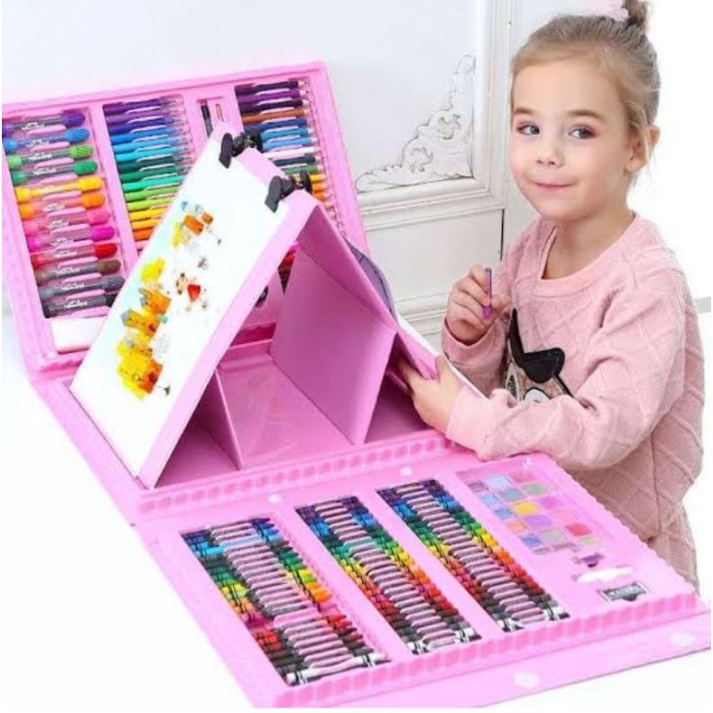 

Crayon Anak Set Isi 208 Pcs Alat Lukis Anak Set Pensil Warna Pink | crayon set