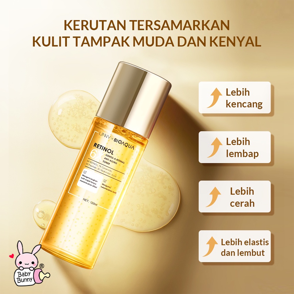 ❤ BELIA ❤ BIOAQUA 6X Gentle-A Retinol Anti Aging Skincare Retinol Cream Wajah | Retinol Serum Glowing | Facial Wash | Hydrating Toner | BPOM