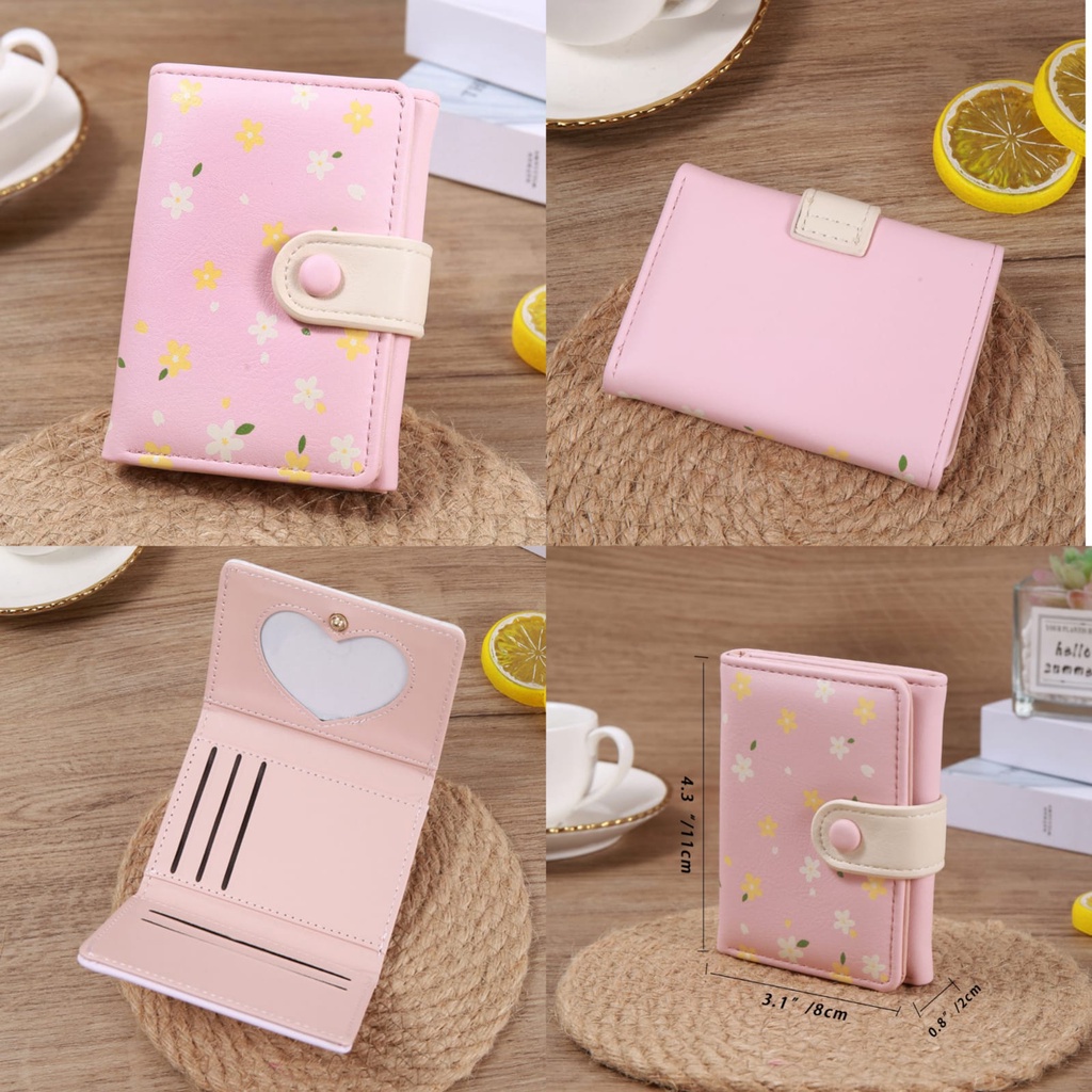 DOMPET LIPAT WANITA MINI KULIT PINK LUCU MOSIA WA636P3 KOREA REMAJA KEKINIAN KARTU KOIN PENDEK KECIL CEWEK PREMIUM BRANDED BATAM SIMPLE MURAH