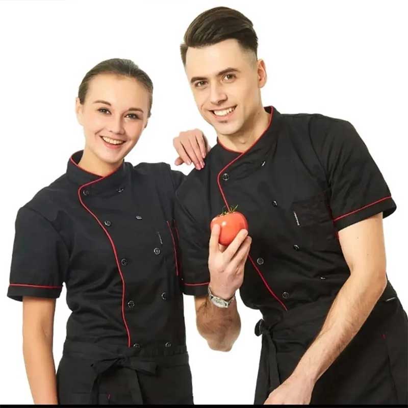 Baju Koki Chef Jacket Seragam Chef Lengan Pendek Unisex Pria Wanita