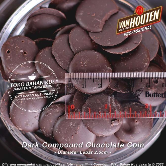 

Van Houten Intense Dark COIN Compound Chocolate 100gr Coklat KEPING
