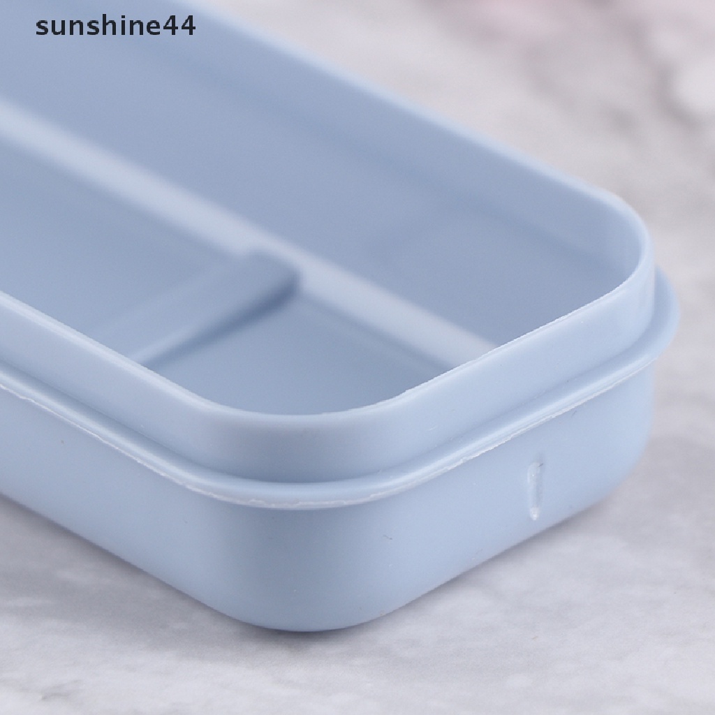 Sunshine Reusable Praktis Transparan Penutup Wheat Straw Cutlery Kotak Peralatan Makan Sekolah.