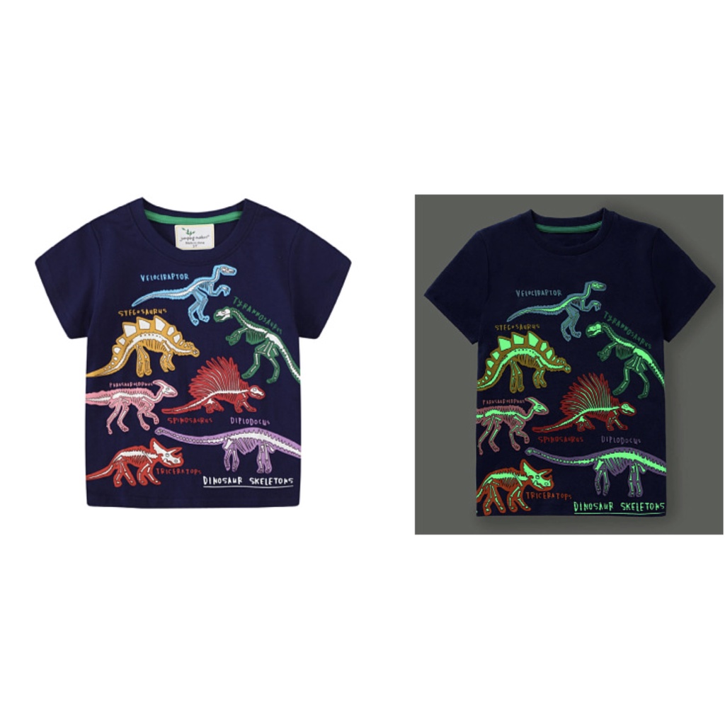 babyfit baju kaos t-shirt ramadhan glow in the dark dinosaurus premium cotton combed import ydm-0404r