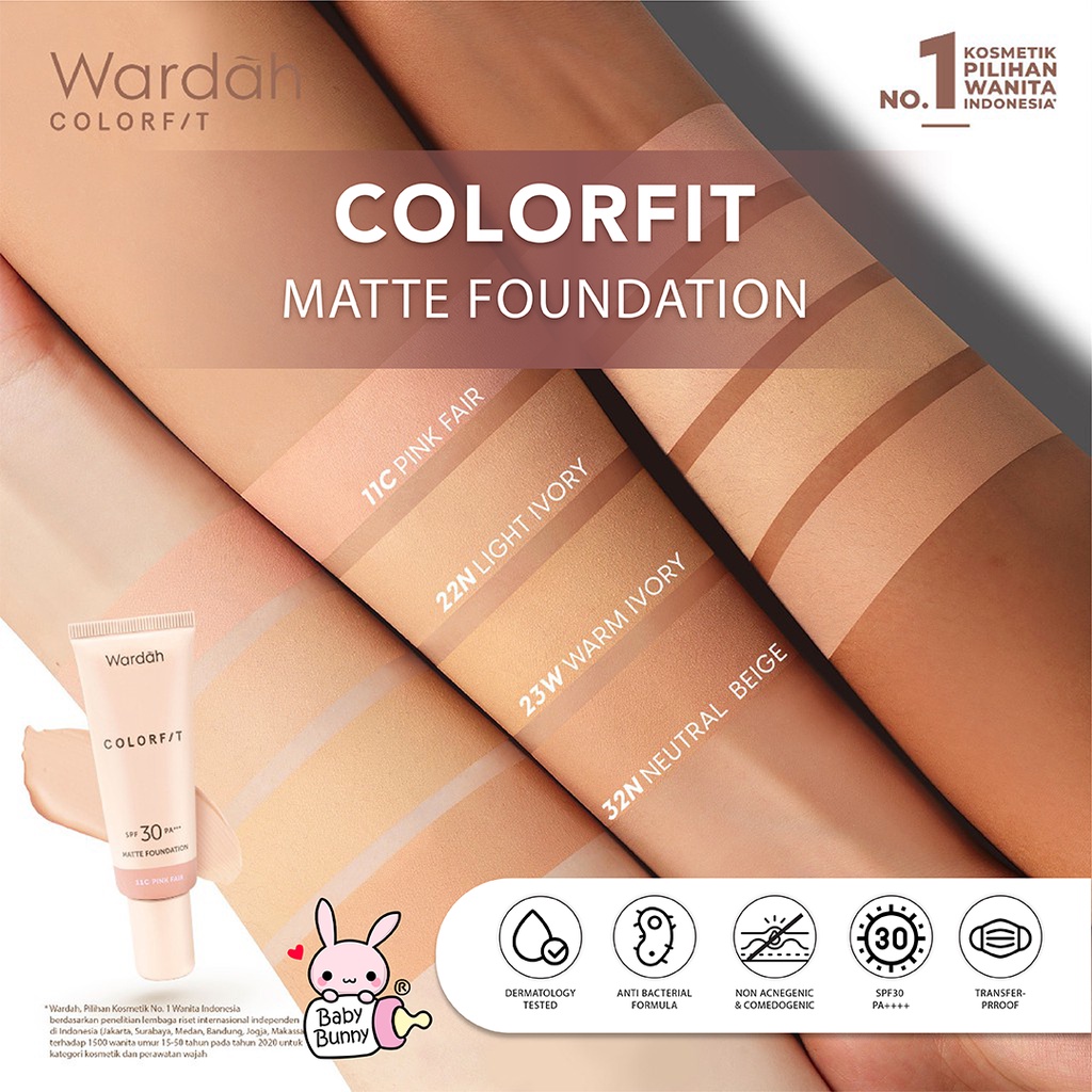 ❤ BELIA ❤ &quot;WARDAH Colorfit Series | Matte Foundation | Velvet Powder | Perfect Glow Cushion Full Refil | Highlight Contour Palette | Quad Eye | Bedak | Eyeshadow &quot;