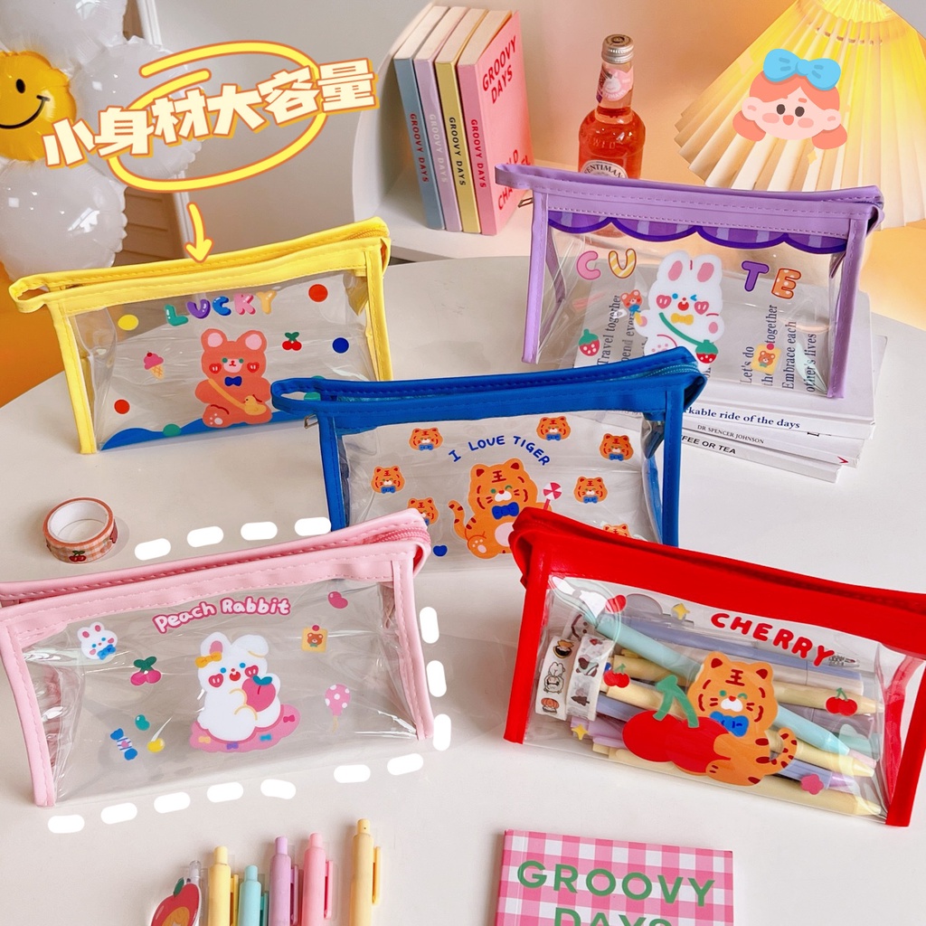 

[Petillante] Kotak pensil korea pouch/ tempat pensil transparant simple besar/ pencil case