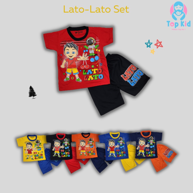 Baju Setelan Kaos Anak Laki-Laki Motif Lato-Lato