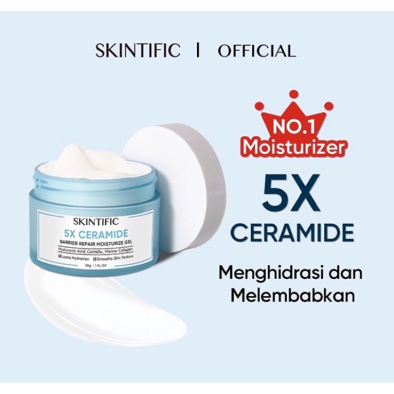SKINTIFIC 30gram (FUL SIZE) dan share in jar (6gram) 5X Ceramide Barrier Repair Moisture Gel Moistur