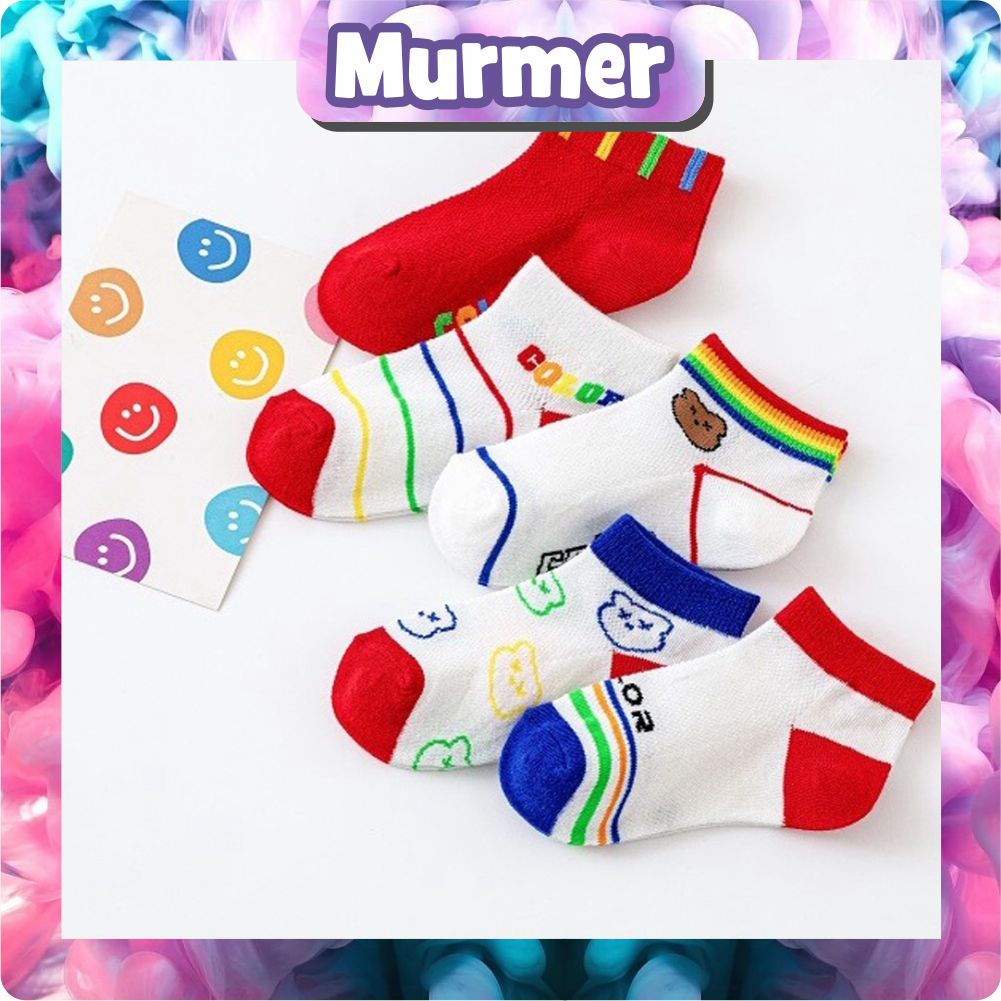 MurmerOfficial  Kaos Kaki Anak Motif Rainbow Bear Kaus Kaki Bayi Beruang Lucu KK037