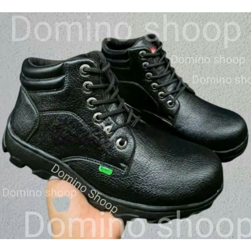 sepatu sefty boot pria ujung besi tracking bahan kulit sentetis kualitar premium