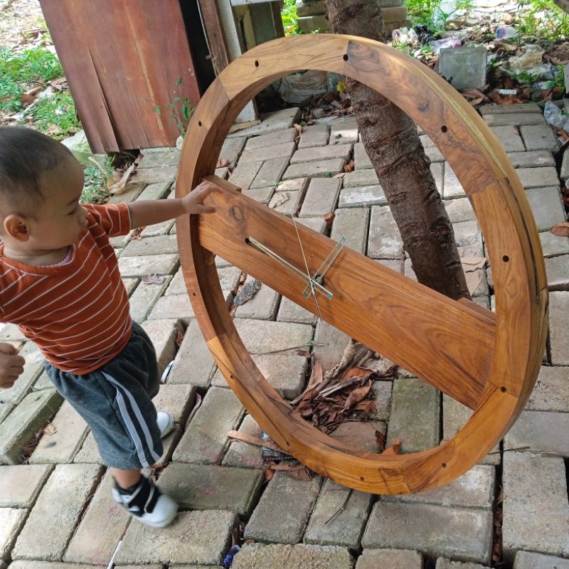 HIASAN DINDING JAM DINDING MINIMALIS BESAR 80 CM TEBAL 5 CM KAYU