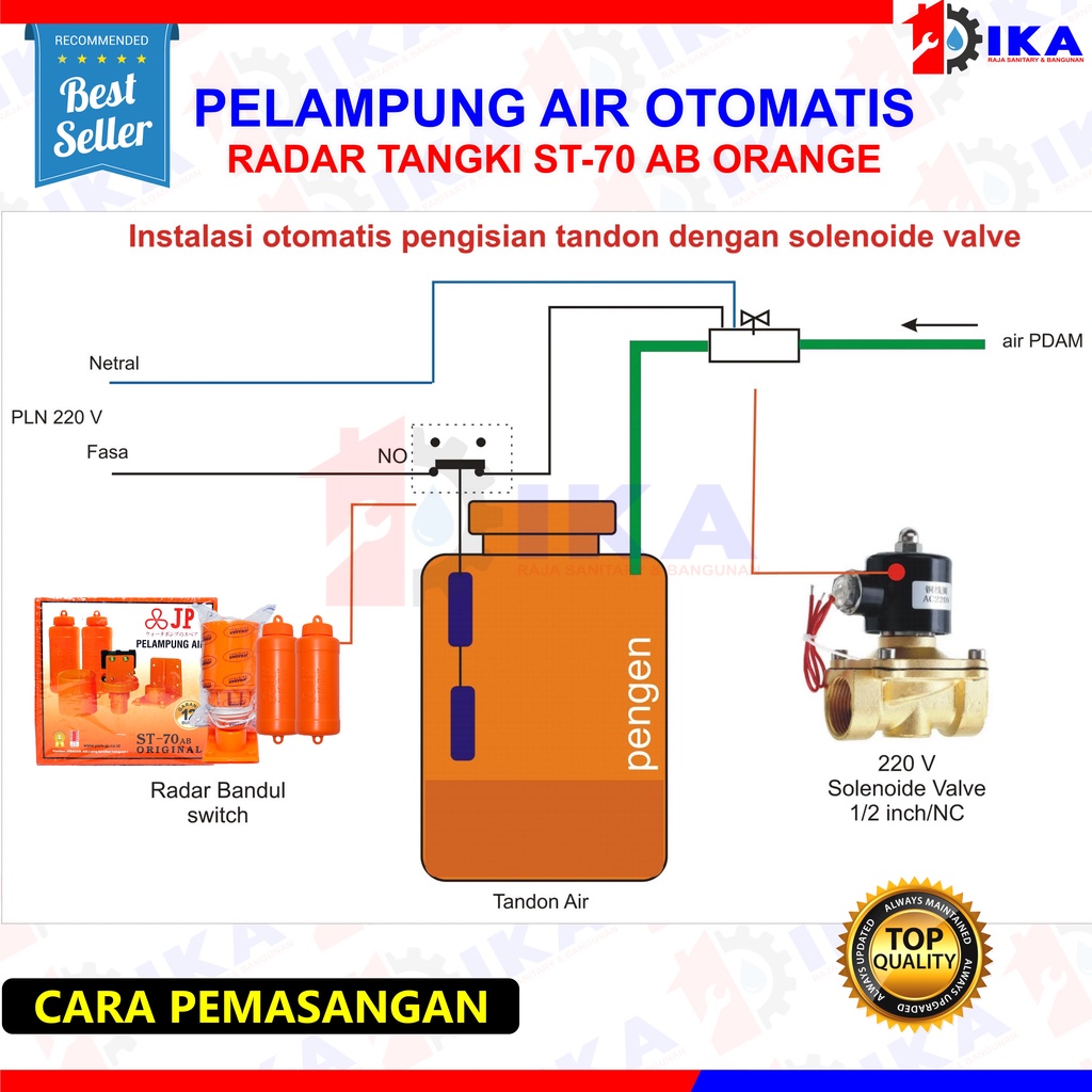 PELAMPUNG RADAR ST-70 AB ORIGINAL/PLAMPUNG OTOMATIS TANGKI / Pelampung Air Otomatis Radar ST-70 AB Toren Original Toren Pelampung Tangki Toren Bak Mandi Air Level Air