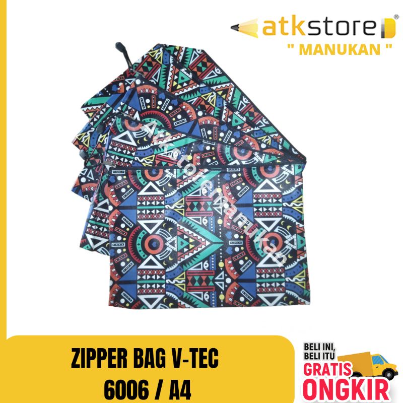 

Zipper Bag V-Tec 6006 A4 / Pouch makeup / tempat pensil / wadah serbaguna