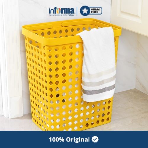 Ker Informa - Keranjang Pakaian - Laundry Basket With Handle Yellow