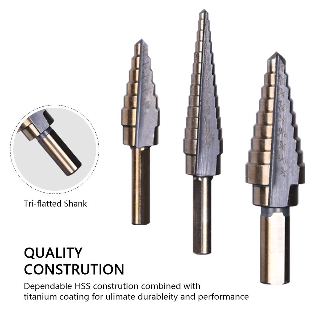 Mata Bor Pagoda Set 5pcs Box Besi Titanium HSS Mult Step Cone Drill